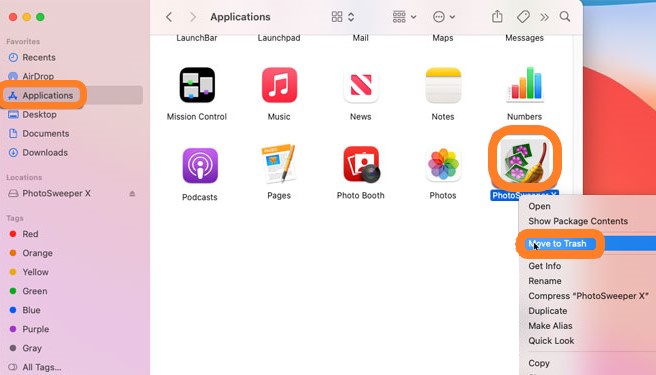 Deinstallieren Sie PhotoSweeper manuell auf dem Mac
