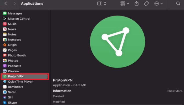 Deinstallieren Sie ProtonVPN manuell auf dem Mac