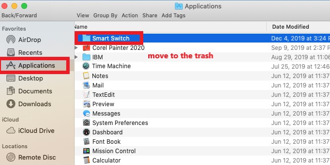 Deinstallieren Sie Samsung Smart Switch manuell auf dem Mac