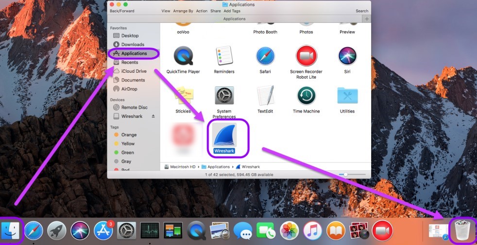 Deinstallieren Sie Wireshark manuell auf dem Mac