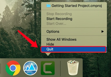 Beenden Sie Camtasia Studio auf dem Mac