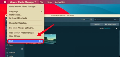 Beenden Sie Movavi auf dem Mac, bevor Sie es deinstallieren
