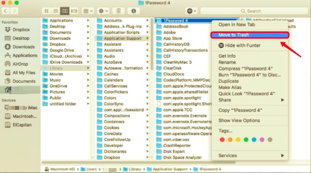 Entfernen Sie 1Password manuell vom Mac mit zugehörigen Dateien