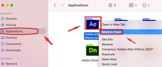 Entfernen Sie Adobe After Effects manuell auf dem Mac