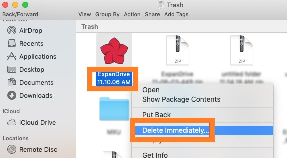 Deinstallieren Sie ExpanDrive auf dem Mac manuell