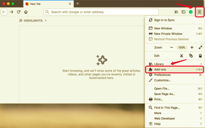 Grammarly von Firefox auf dem Mac entfernen