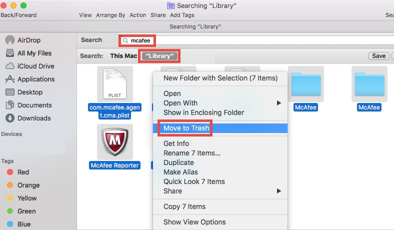 Deinstallieren Sie McAfee LiveSafe auf dem Mac manuell