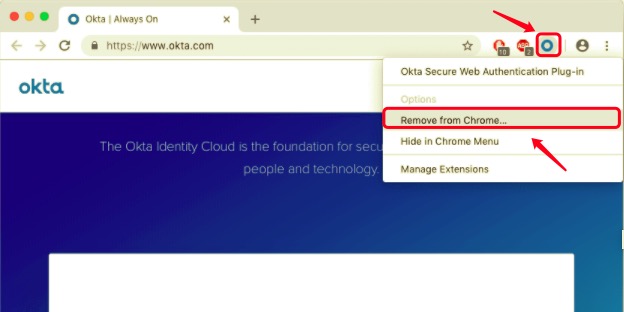 Okta-Plug-in von Chrome auf dem Mac entfernen