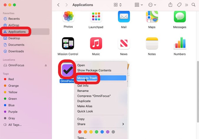 So deinstallieren Sie Omnifocus manuell auf einem Mac