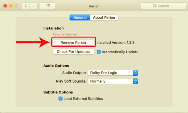 Perian über die Systemeinstellungen vom Mac entfernen