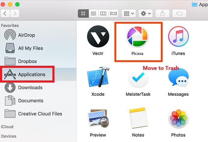 Deinstallieren Sie Picasa auf dem Mac manuell