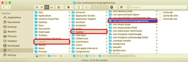 Rosetta Stone manuell mit Restdateien vom Mac entfernen
