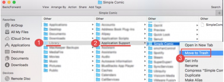 Manuelle Schritte zum Deinstallieren von Simple Comic auf dem Mac