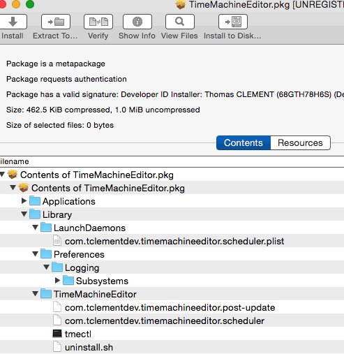 Deinstallieren Sie TimeMachineEditor unter macOS