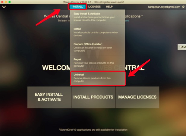 Entfernen Sie Waves-Plugins über das Waves-Lizenzcenter