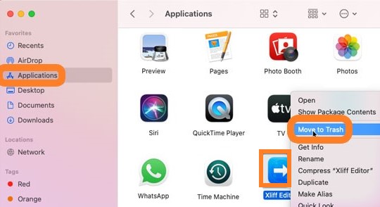 Deinstallieren Sie den XLIFF-Editor manuell auf dem Mac