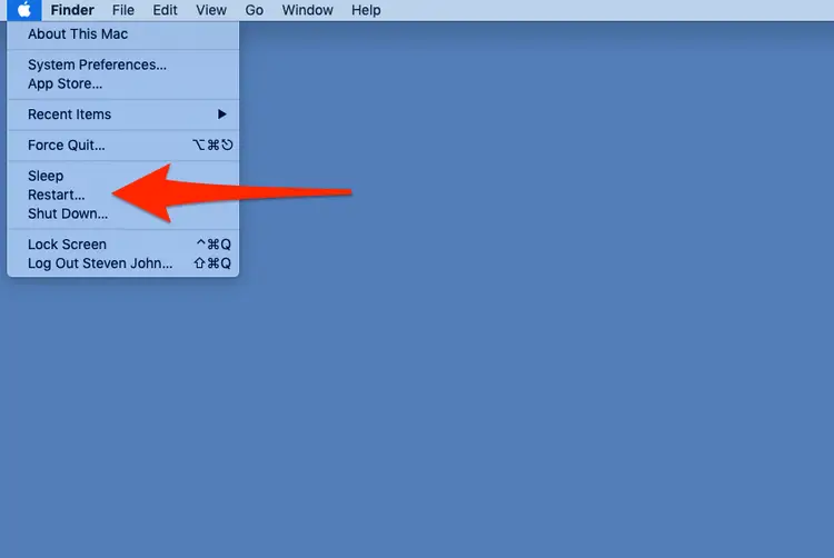 Starten Sie den Mac neu, um Printopia manuell auf dem Mac zu deinstallieren