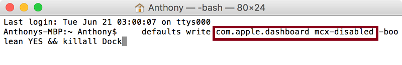 Befreien Sie sich vom Dashboard mit dem Mac-Terminal