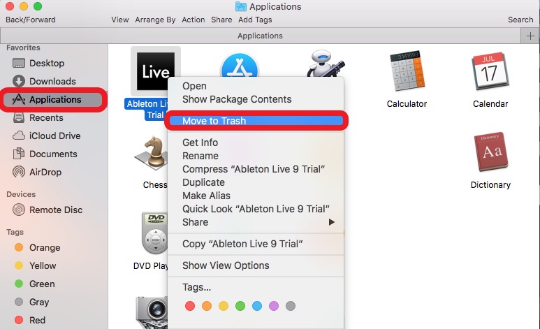 Deinstallieren Sie Ableton manuell auf dem Mac