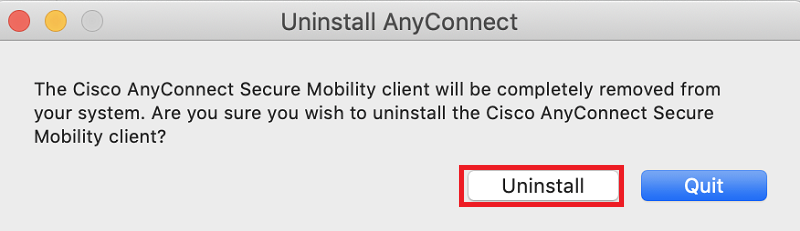 Entfernen Sie Cisco AnyConnect vom Mac