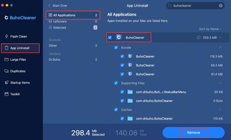 Entfernen Sie BuhoCleaner mit seinem eigenen Deinstallationsprogramm