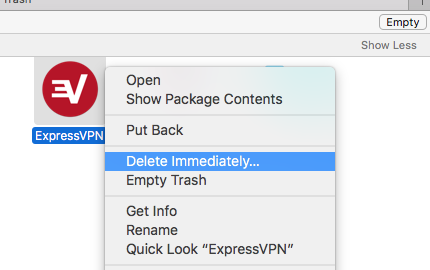 Deinstallieren Sie ExpressVPN manuell auf dem Mac