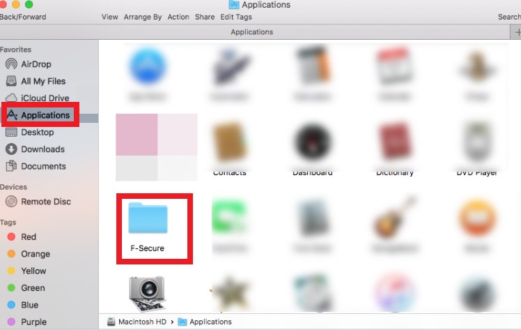Deinstallieren Sie F-Secure manuell auf dem Mac
