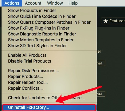 Deinstallieren Sie FxFactory auf dem Mac über das Deinstallationsprogramm