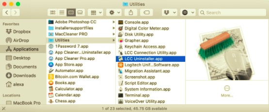Deinstallieren Sie Logitech Control Center über das Deinstallationsprogramm