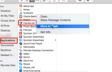 Verwenden Sie den Finder auf Ihrem Mac, um Paintbrush zu entfernen