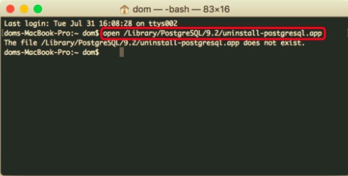 Deinstallieren Sie Postgres auf dem Mac über das Terminal
