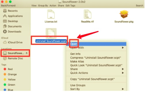 Deinstallieren Sie Soundflower auf dem Mac per Paket