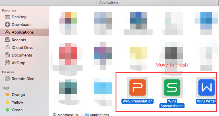 Deinstallieren Sie WPS Office auf dem Mac manuell