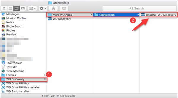 Entfernen Sie WD Discovery mithilfe des Deinstallationsprogramms vom Mac