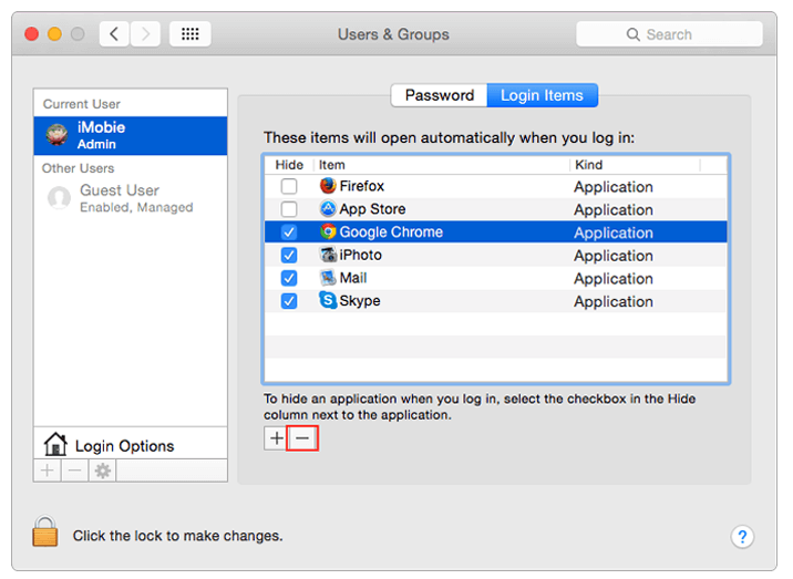 Ändern Sie die Startprogramme für Mac-Benutzer
