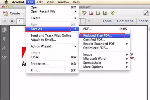 Komprimieren Sie eine PDF-Datei auf einem Mac mit Adobe Acrobat