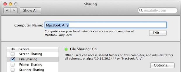 Dateifreigabe-Macs