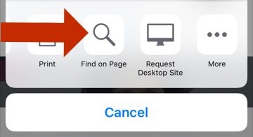 Suchen von Text innerhalb einer Seite in iOS