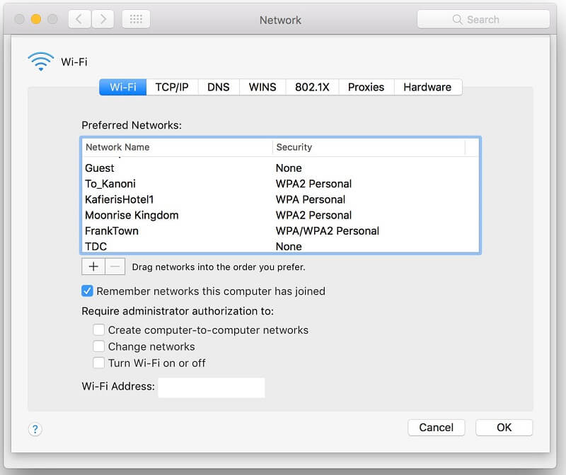 Vergessen Sie ein Wifi-Netzwerk auf dem Mac