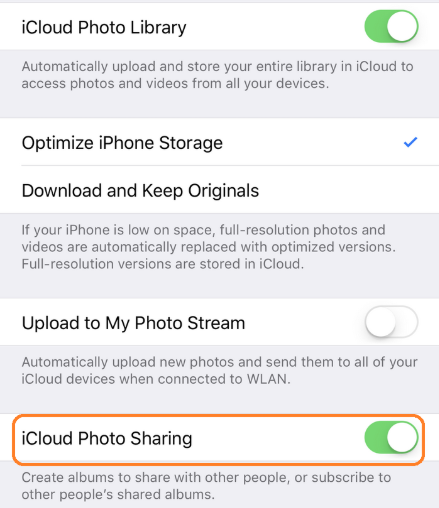 iCloud Fotofreigabe