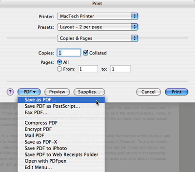 Macosx Print Als PDF speichern