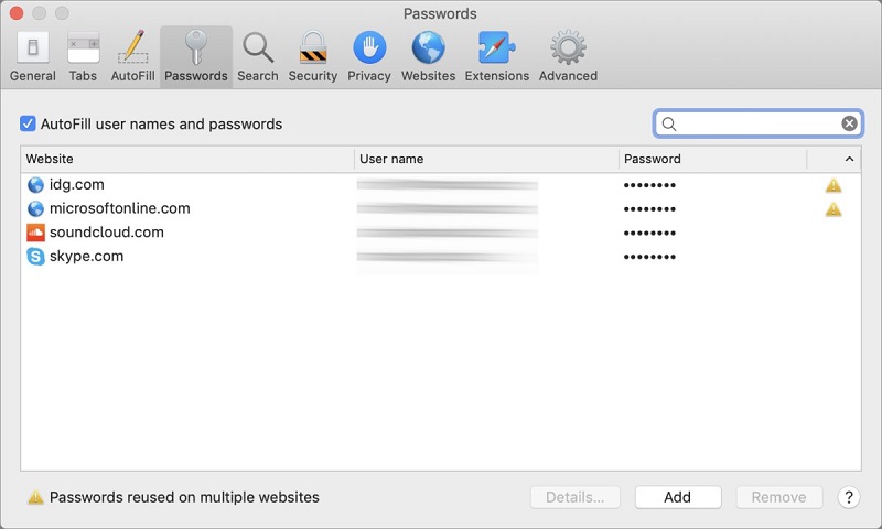 Integrierter Passwort-Manager in Safari