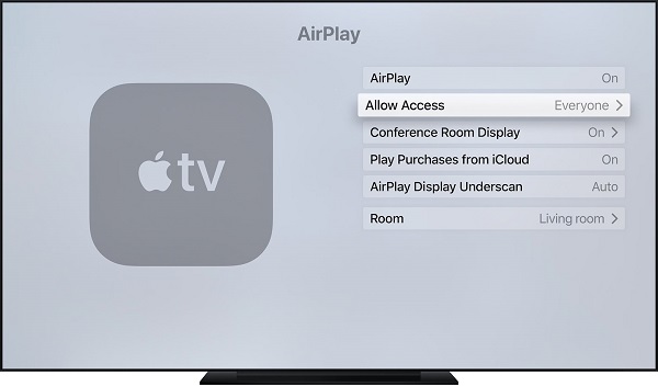 Schalten Sie AirPlay auf Apple TV ein