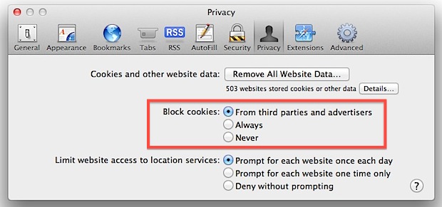 Entsperren Sie Cookies auf Safari