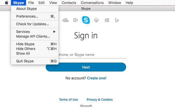 Deinstallieren Sie Skype auf dem Mac