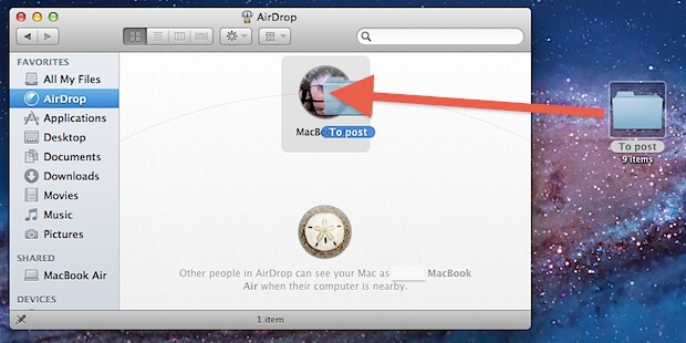 Verwenden Sie AirDrop per Drag & Drop