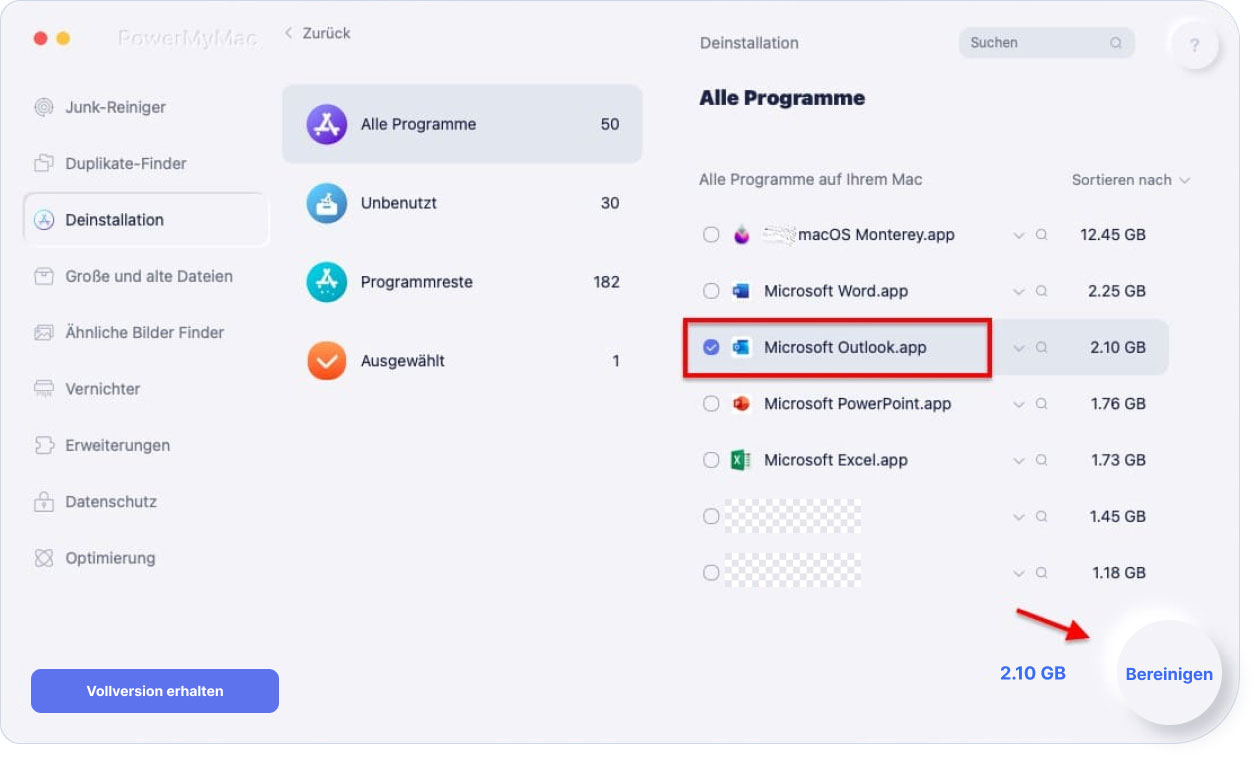 Deinstallieren Sie Outlook auf dem Mac über PowerMyMac