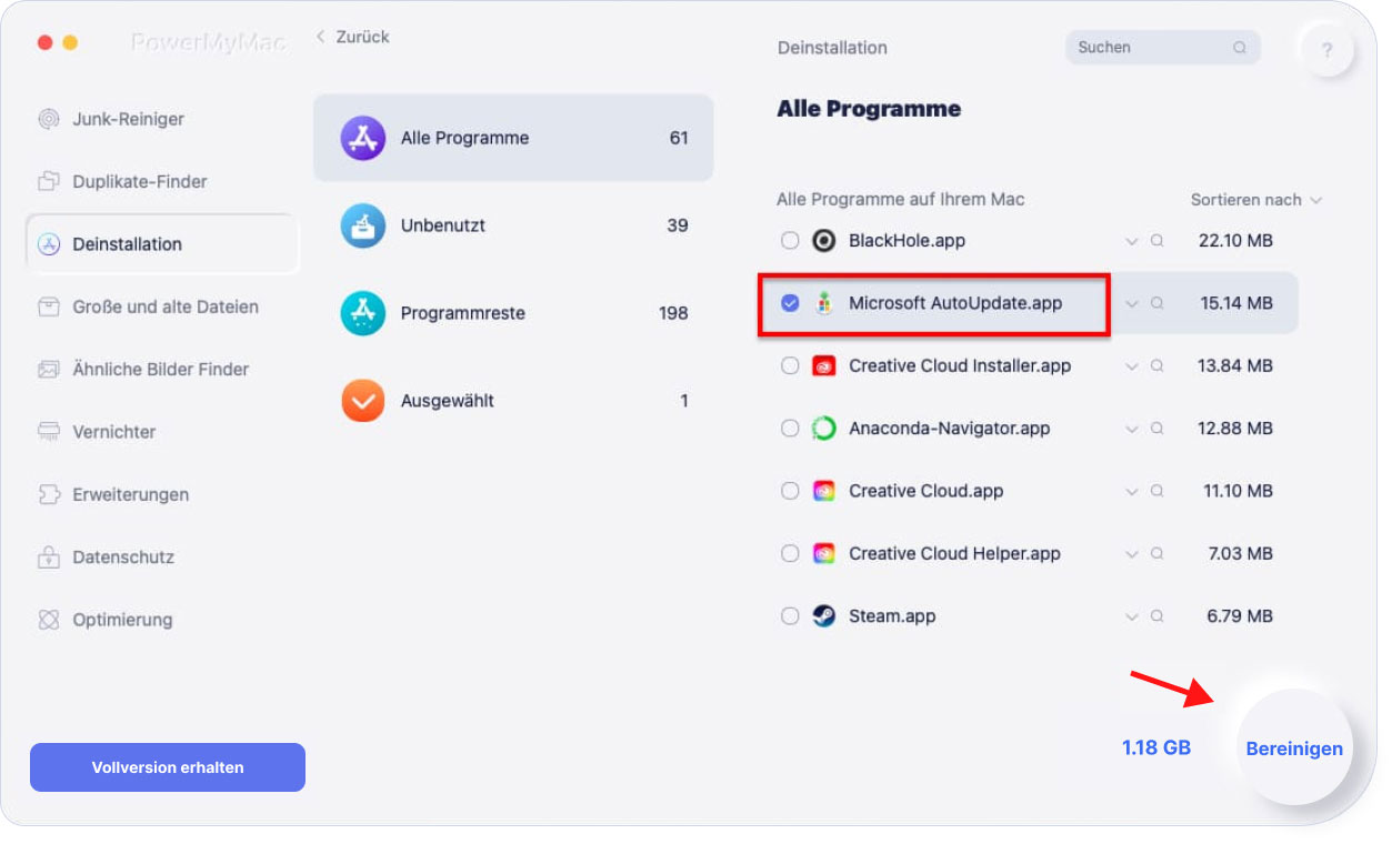Deinstallieren Sie Microsoft AutoUpdate vollständig auf dem Mac