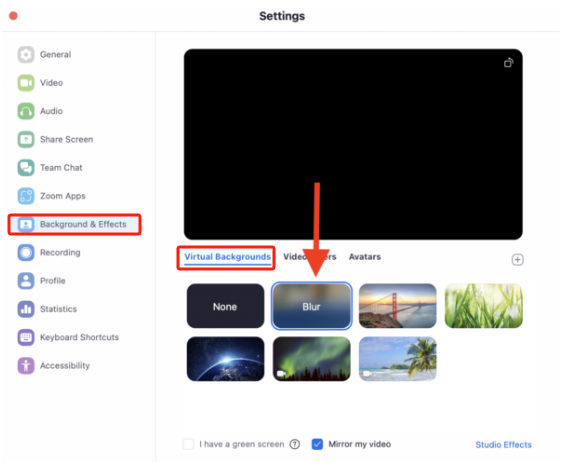 Zoom-Hintergrund auf dem Mac verwischen