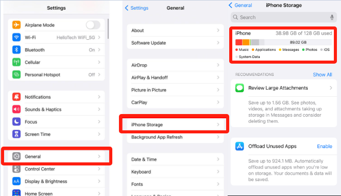 Überprüfen Sie den iPhone-Speicher, um das Problem „Bildschirmaufzeichnung aufgrund von Asset Writer fehlgeschlagen“ zu beheben
